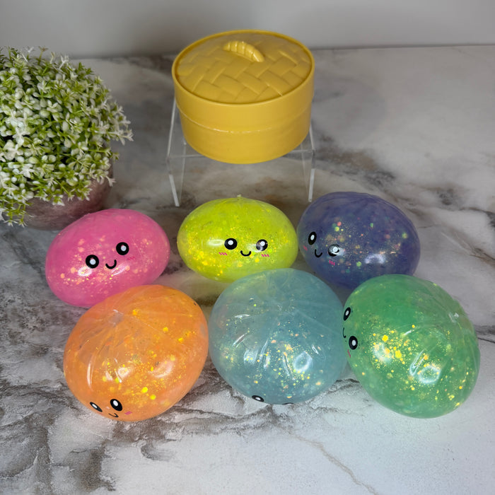 Squishy Toy - Viral Dumpling, Quick Squeeze Glitter - Orange