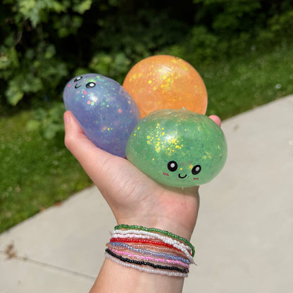 Squishy Toy - Viral Dumpling, Quick Squeeze Glitter - Orange