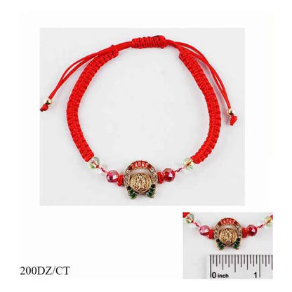 St. Benedict Red Protection Bracelet - Adjustable Religious Macramé Jewelry (IBR-3884)