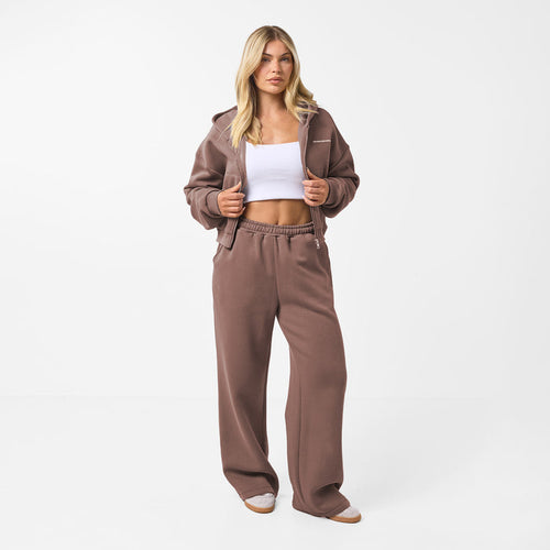 Stacked Crop Tracksuit | Mocha