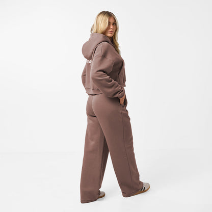 Stacked Crop Tracksuit | Mocha