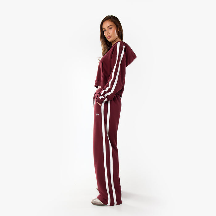 Stripe Full Zip Hoodie | Burgundy