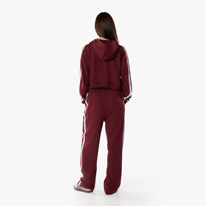Stripe Full Zip Hoodie | Burgundy