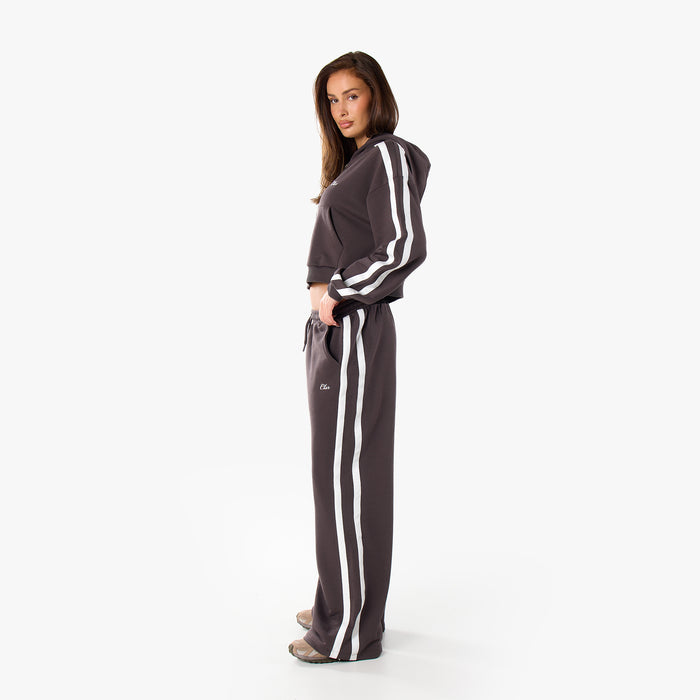 Stripe Full Zip Hoodie | Espresso
