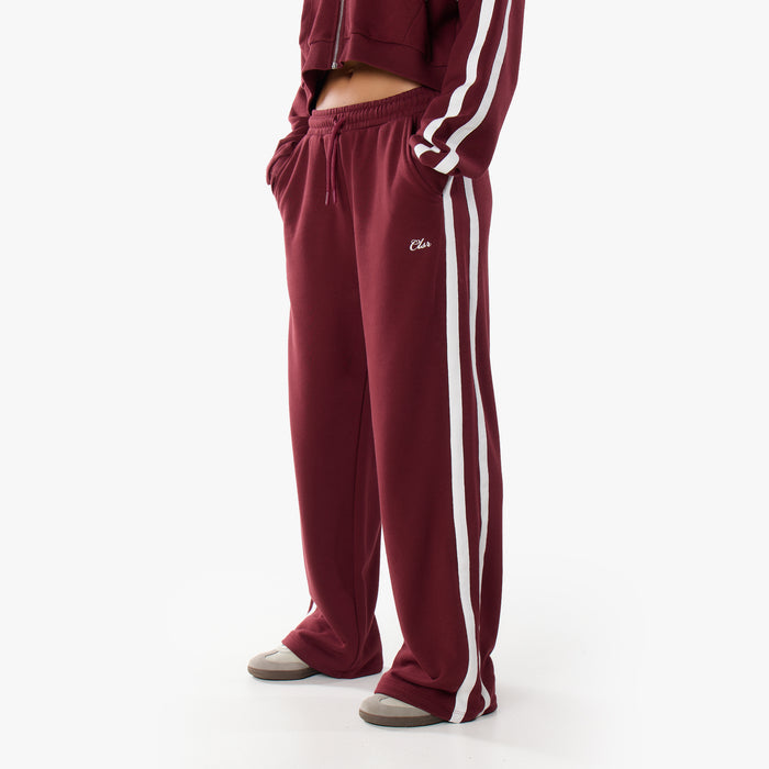 Stripe Open Hem Pant | Burgundy