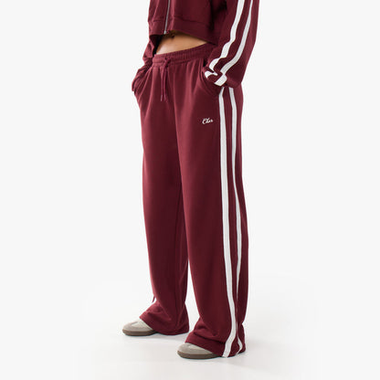 Stripe Open Hem Pant | Burgundy