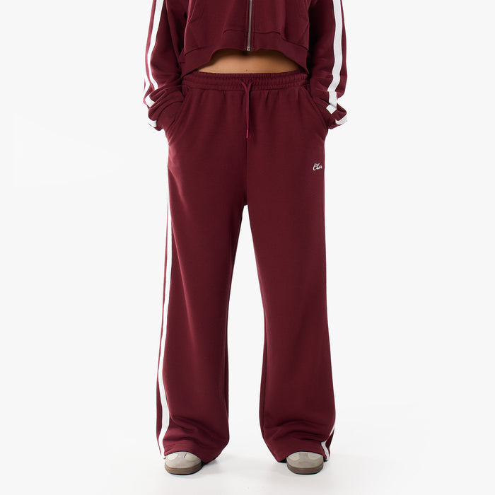 Stripe Open Hem Pant | Burgundy