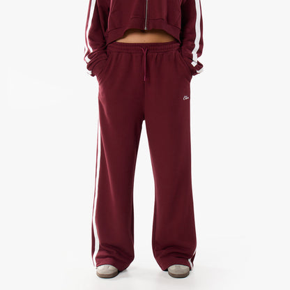Stripe Open Hem Pant | Burgundy