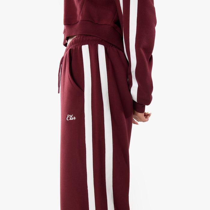 Stripe Open Hem Pant | Burgundy