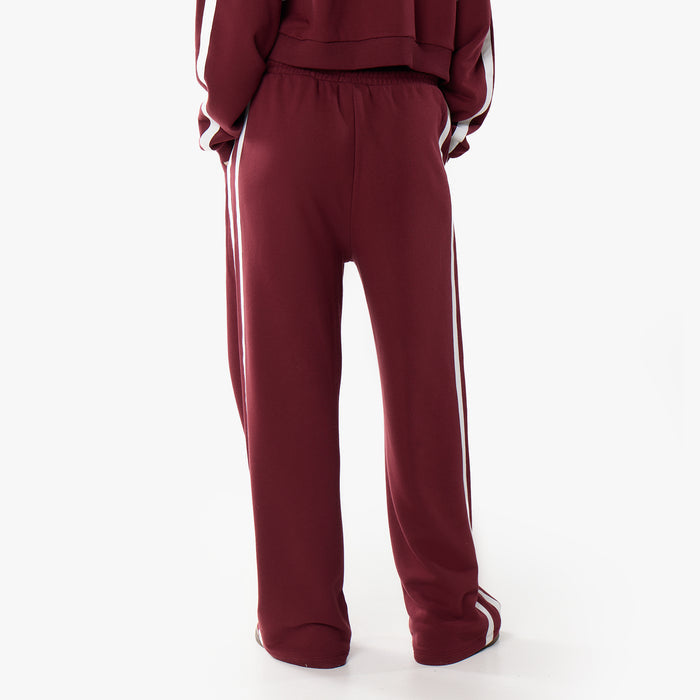 Stripe Open Hem Pant | Burgundy