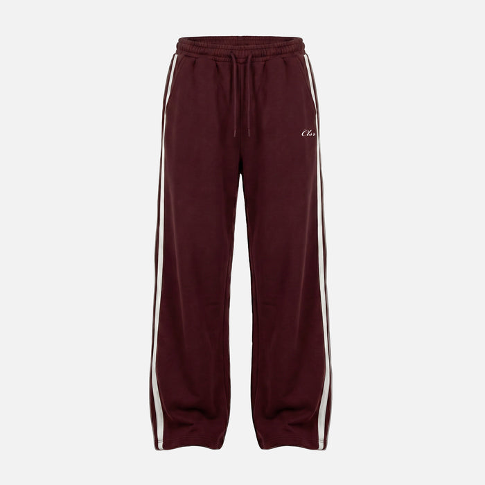 Stripe Open Hem Pant | Burgundy