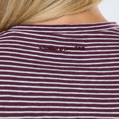 Stripe Short Twinset | Plum/White