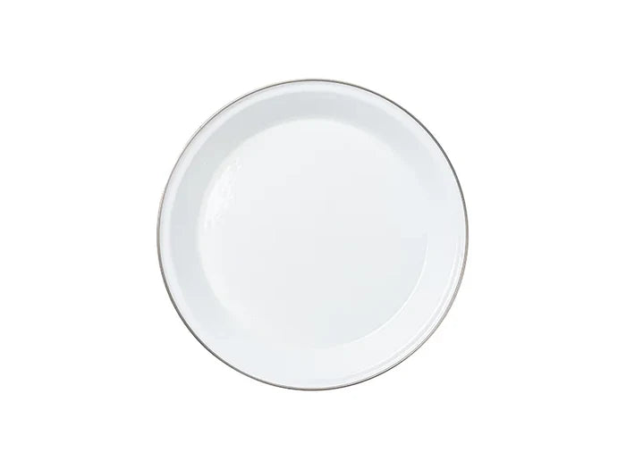 Sublimation Blanks White Round Enamel Plate(Silver Edge, φ25cm)