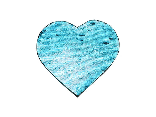 Sublimation Flip Sequins Adhesive (Heart, Light Blue W/ White)