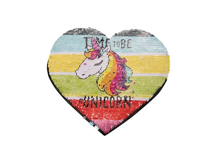 Sublimation Flip Sequins Adhesive (Heart, Light Blue W/ White)