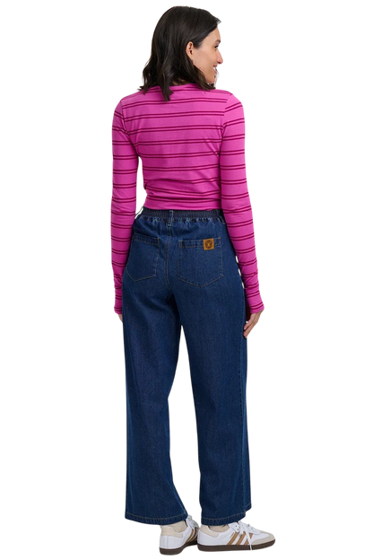 SUGARHILL BRIGHTON TRISTA JERSEY THUMBHOLE TOP, PINK/ DARK MAUVED