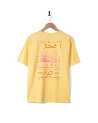 Surf & Music Womens Short Sleeve T-Shirt In Yellow