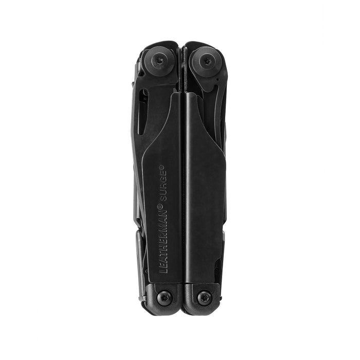 Black Leatherman Surge® multi-tool closed showcasing its compact design.