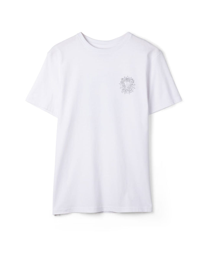 Tattoo Web Skull Mens Short Sleeve T-Shirt In White