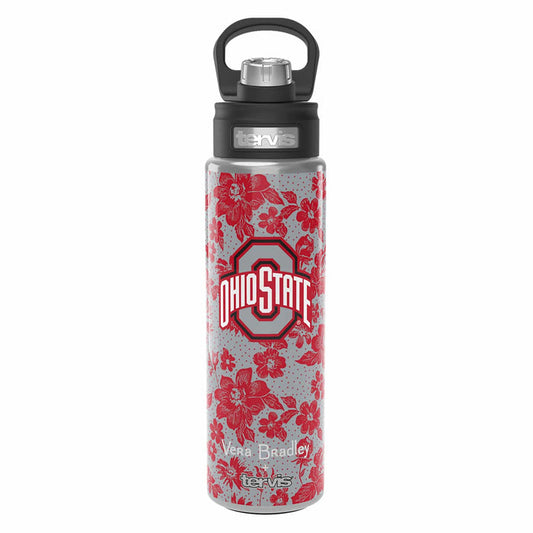 Tervis 24oz Wide Mouth Bottle-Gray/Red Rain Garden with The Ohio State University-Image 2-Vera Bradley