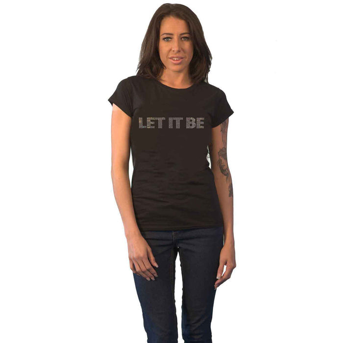 BEATLES, THE - LET IT BE CRYSTALS - Ladies T-Shirt Black (Embellished)