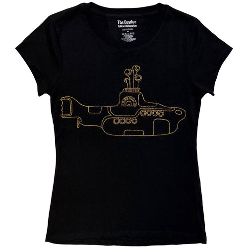 BEATLES, THE - YELLOW SUBMARINE - Ladies T-Shirt Black (Embellished)