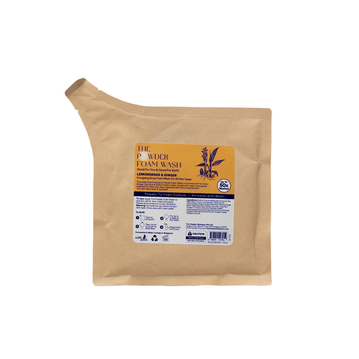 The Powder Foam Wash Lemongrass and Ginger Energizing Body Wash Refill 50g
