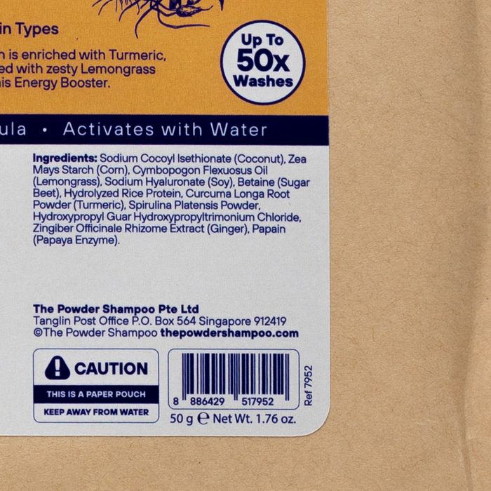 The Powder Foam Wash Lemongrass and Ginger Energizing Body Wash Refill 50g