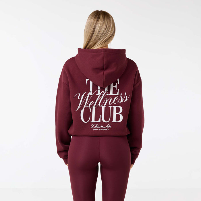 The Wellness Club Zip Hoodie | Burgundy/White