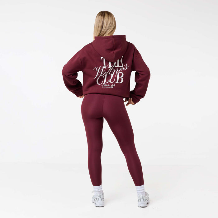The Wellness Club Zip Hoodie | Burgundy/White
