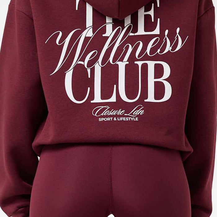 The Wellness Club Zip Hoodie | Burgundy/White