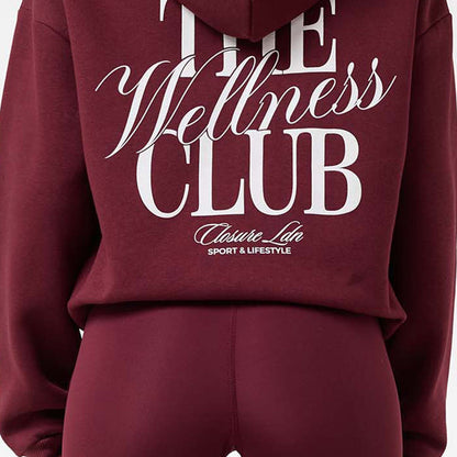 The Wellness Club Zip Hoodie | Burgundy/White