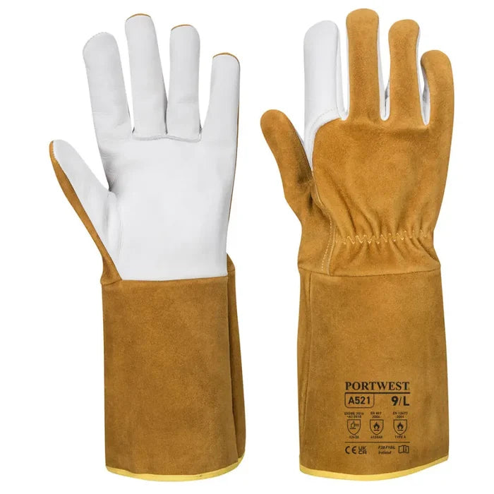 Tig welders 220 grain leather gauntlet - a521