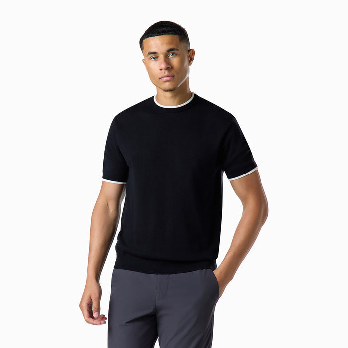 Tipped Knit T-Shirt |  Black