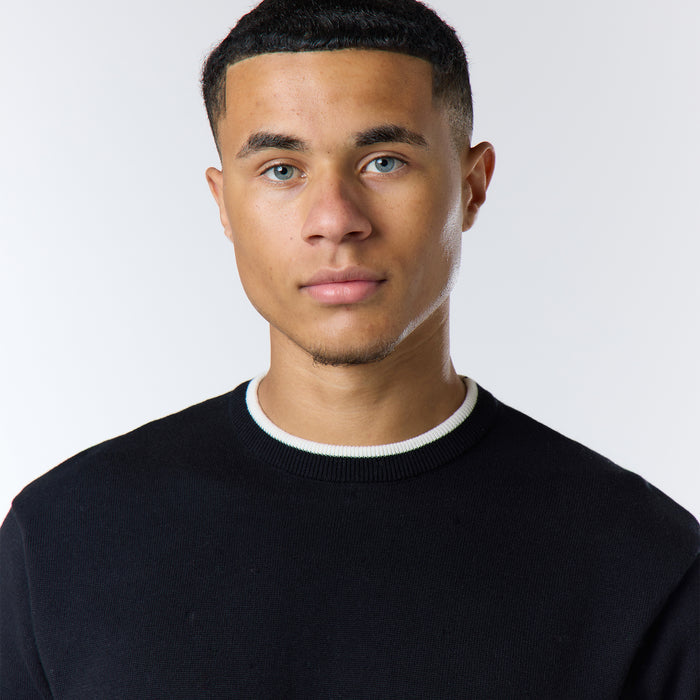 Tipped Knit T-Shirt |  Black