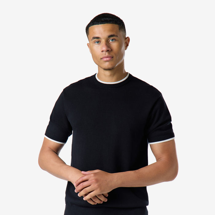 Tipped Knit T-Shirt |  Black