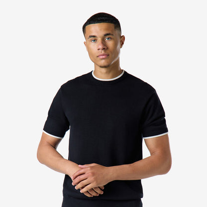 Tipped Knit T-Shirt |  Black