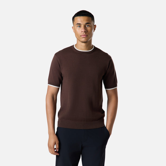 Tipped Knit T-Shirt |  Dark Brown