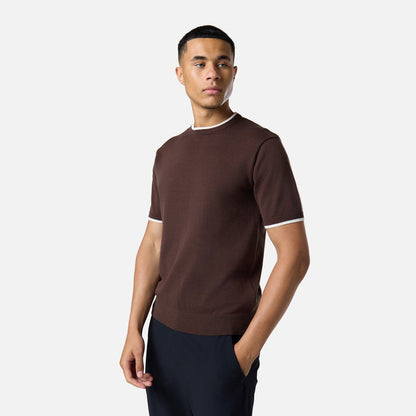 Tipped Knit T-Shirt |  Dark Brown