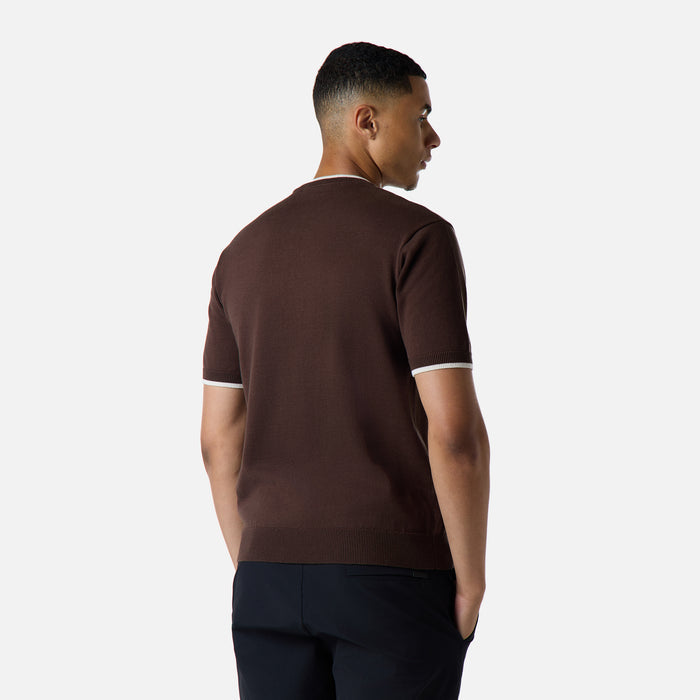 Tipped Knit T-Shirt |  Dark Brown