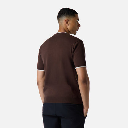 Tipped Knit T-Shirt |  Dark Brown