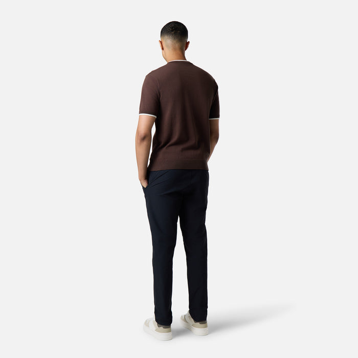 Tipped Knit T-Shirt |  Dark Brown