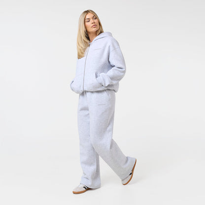Tonal Core Logo Open Hem Jogger | Light Grey Marl