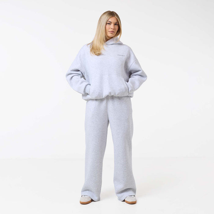 Tonal Core Logo Open Hem Tracksuit | Grey Marl