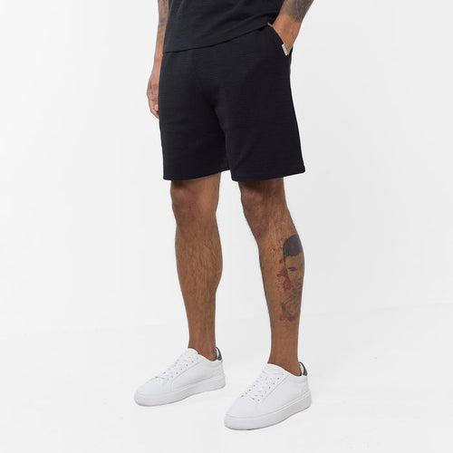 Men's  Black Tonal Knit Short  Closure London  Front View