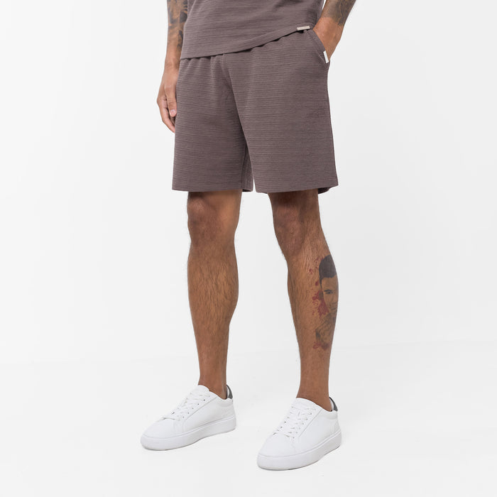 Men's  Brown Tonal Knit Short  Closure London  Front View