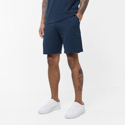 Men's  Navy Tonal Knit Short  Closure London  Front View