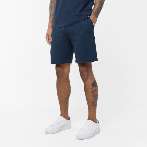 Men's  Navy Tonal Knit Short  Closure London  Front View