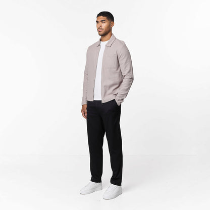 Tonal Knit Zip Overshirt | Stone