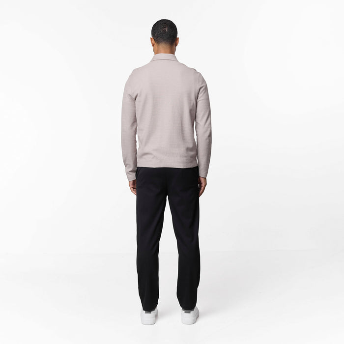 Tonal Knit Zip Overshirt | Stone